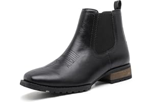 JASONSTAR Chelsea Cowboy Boots for Men Square Toe Western Boots Classic Casual Work Ankle Boots-botines para hombre