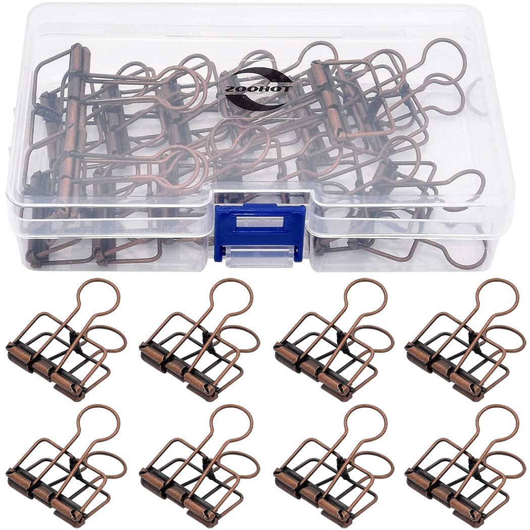 zoohot Binder Clips Paper Clamps 32mm Clips for Office School Supplies (Red Copper)