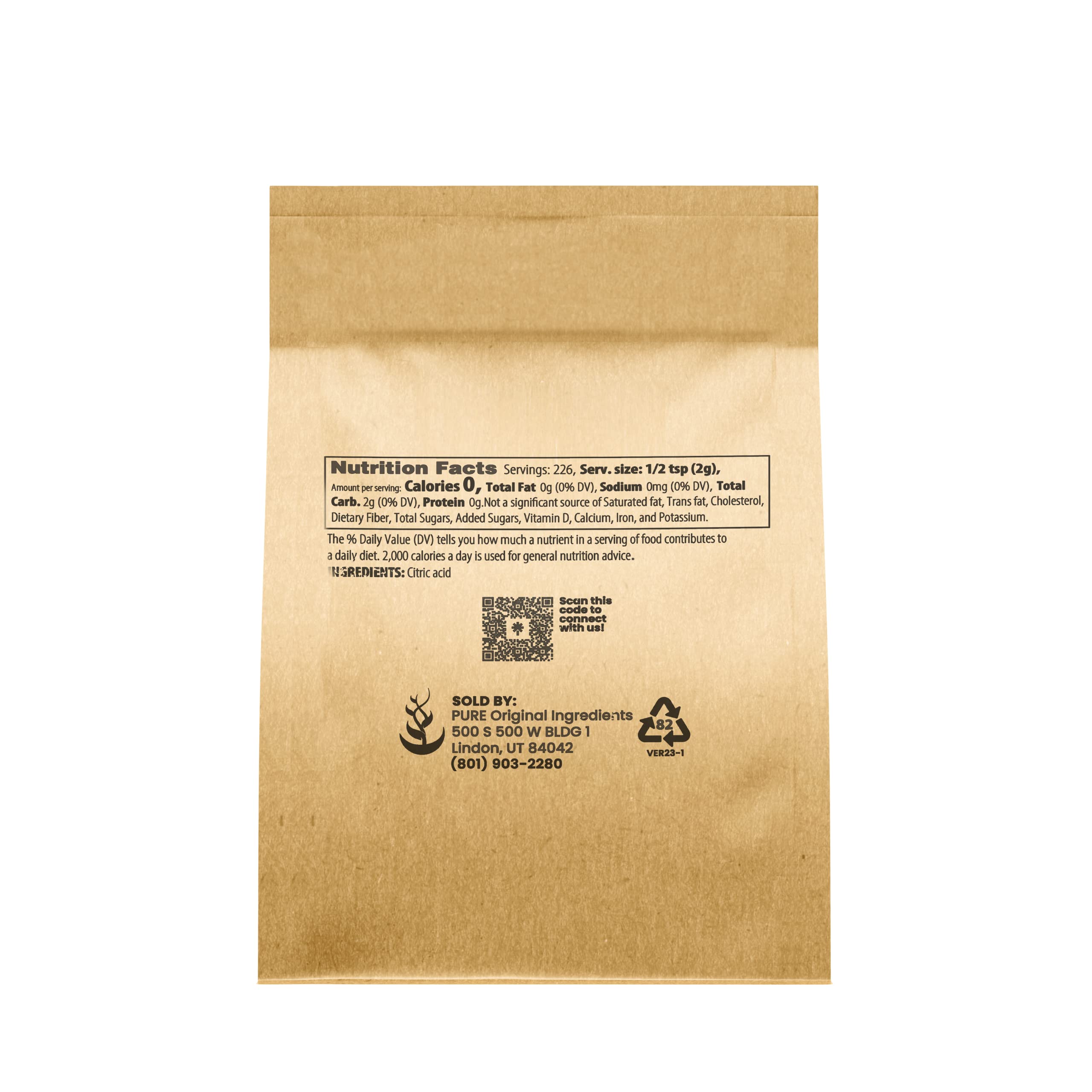 PURE ORIGINAL INGREDIENTS Citric Acid (1 lb) Eco-Friendly Packaging, Natural, Food Safe