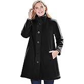 Woman Within Plus Size Petite Fleece Swing Funnel-Neck Coat