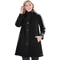 Woman Within Women's Plus Size Fleece Swing Funnel-Neck Coat