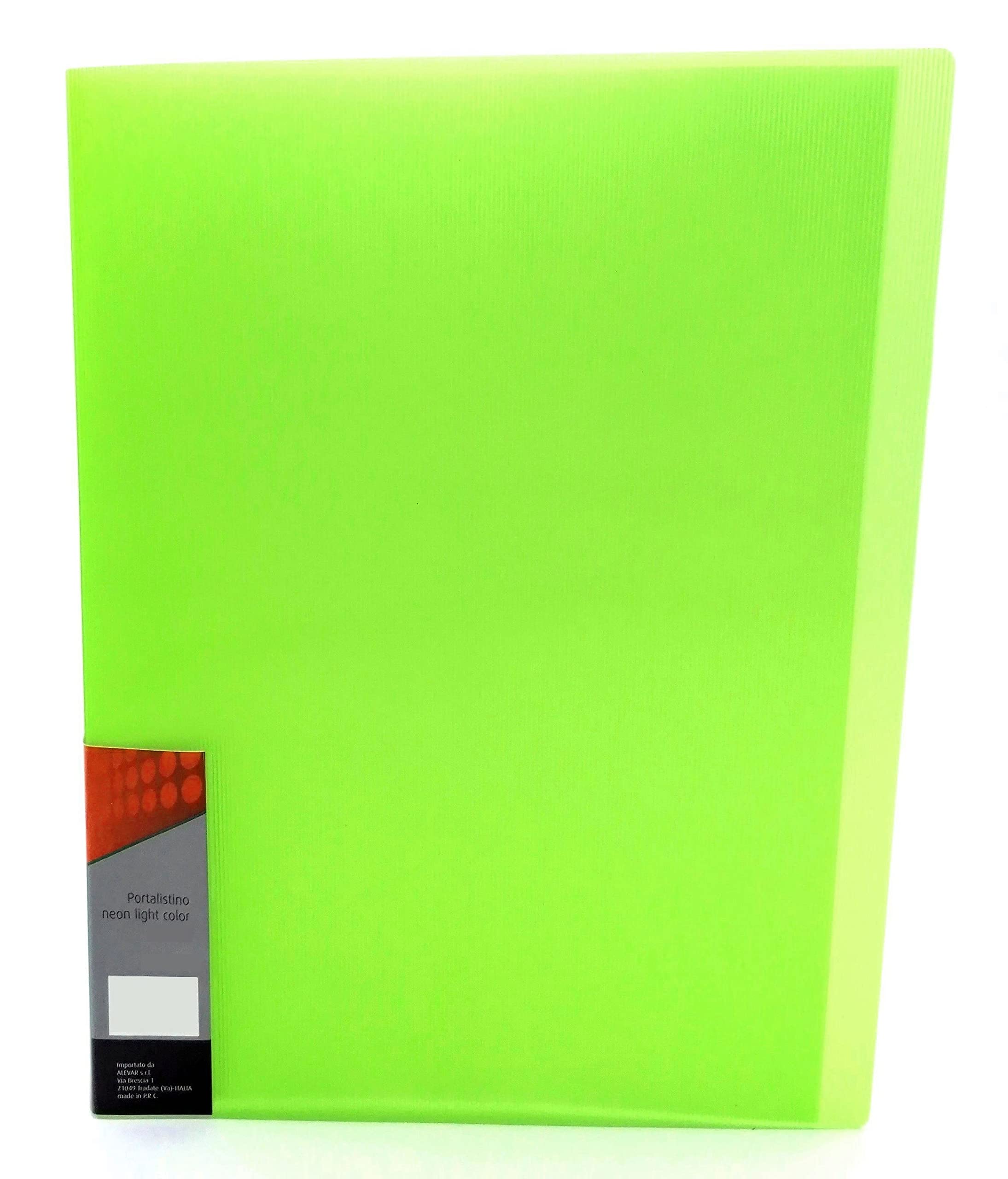 Document Holder Neon Green 30 Pockets A4