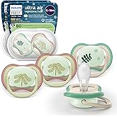 Philips Avent Ultra Air Nighttime Pacifiers - Orthodontic Design, for Babies 6-18 Months, Glow in The Dark, Soft Silicone Symmetrical Nipple, BPA-Free, with 2 Sterilizing Cases, 4 Pack, SCF376/37
