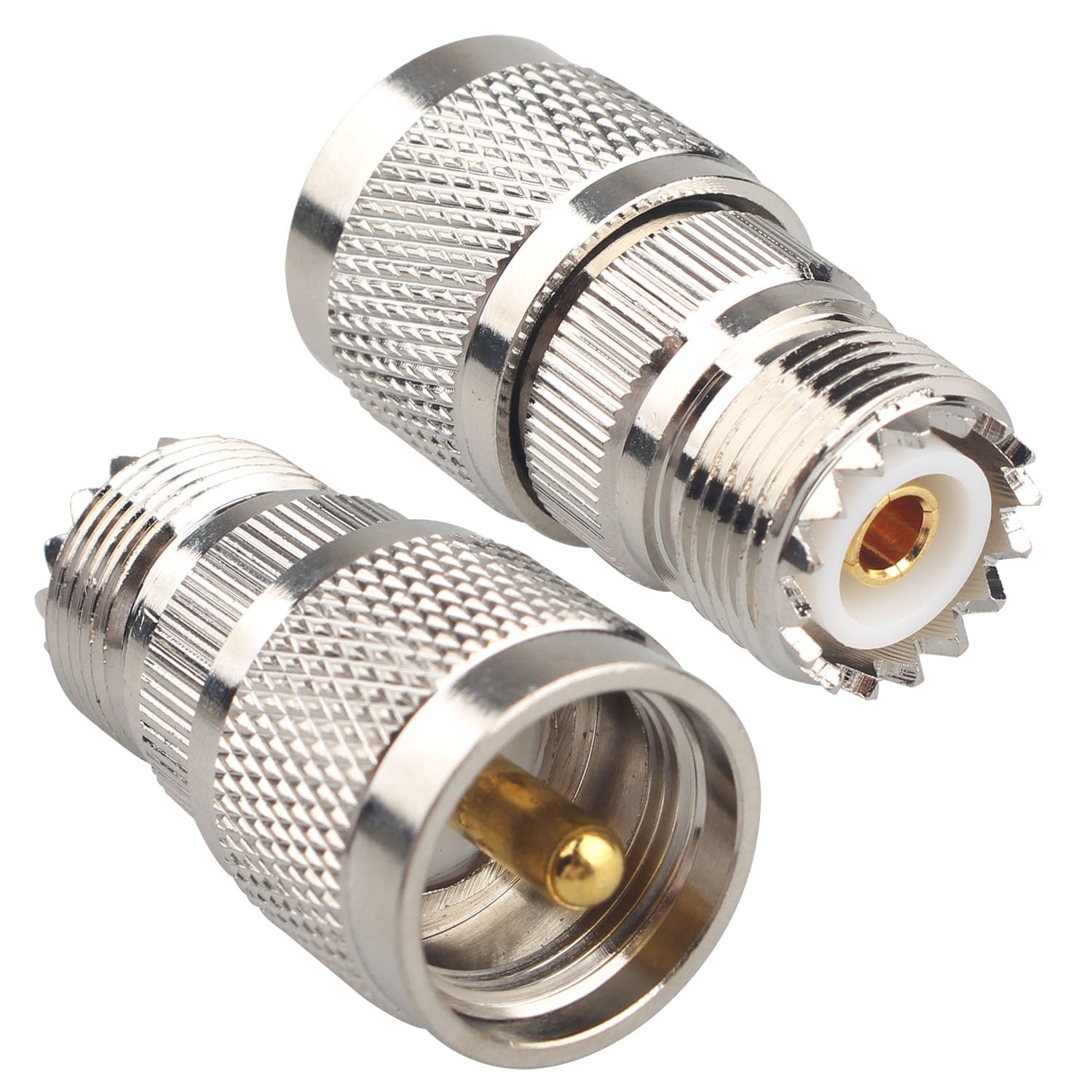 Futheda 2PCS UHF Male to Female Coax Connector PL259 to SO239 Straight Adapter RF Coaxial Cable Connectors Compatible with Wi-Fi FPV Antenna Ham Radio Phone Signal Booster Walkie-talkie Broadcast