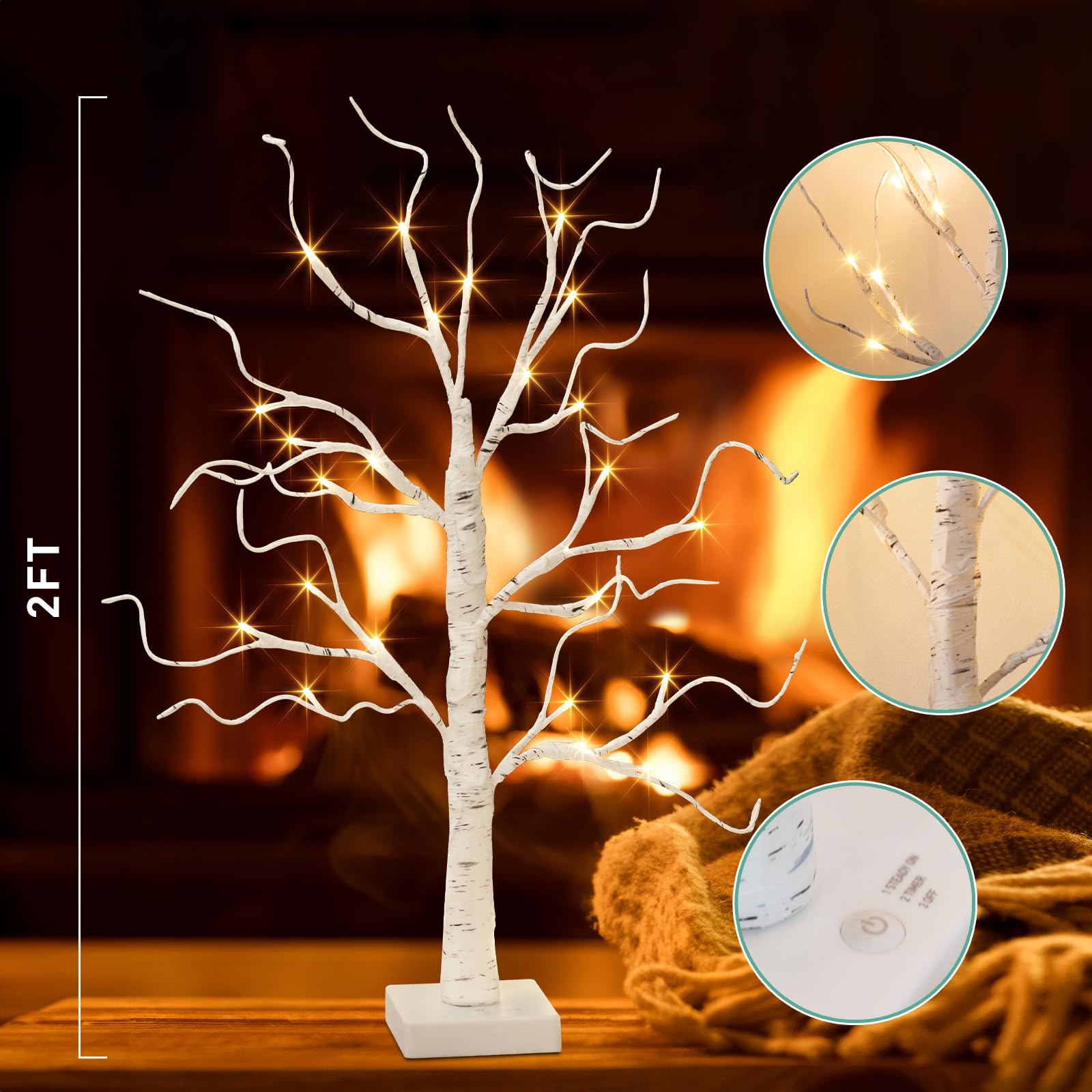 Mua EAMBRITE Lighted Birch Tree, Christmas Tree Decorations Battery ...