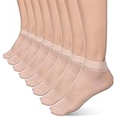 FdcLixuvol 9 Pairs Thin Ankle Socks for Women, Nude Sheer Nylon Sock Womens Transparent Summer Socks Elastic Ultra Thin See Through Silk Sock for Women Girls