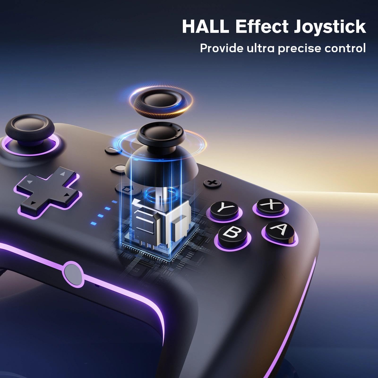 RivalPlay Switch Controller, Compatible with Switch 2/Lite/OLED/mit Cooler RGB-Beleuchtung, 2 Makro-Tasten, Bewegungssensor, Einstellbarer Turbo-Funktion und Vibration, 800mAh Akku 7