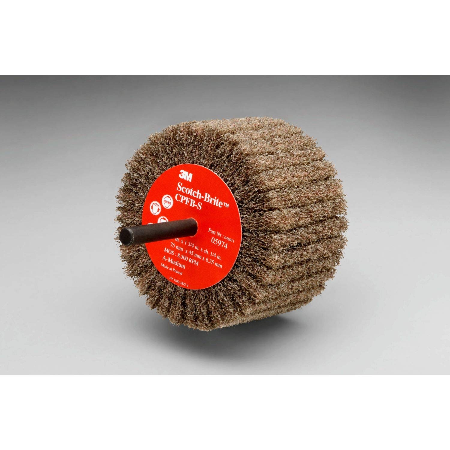 Scotch-Brite Cut and Polish Flap Brush, 3 in x 1-3/4 in x 1/4 in A MED, 10 per case