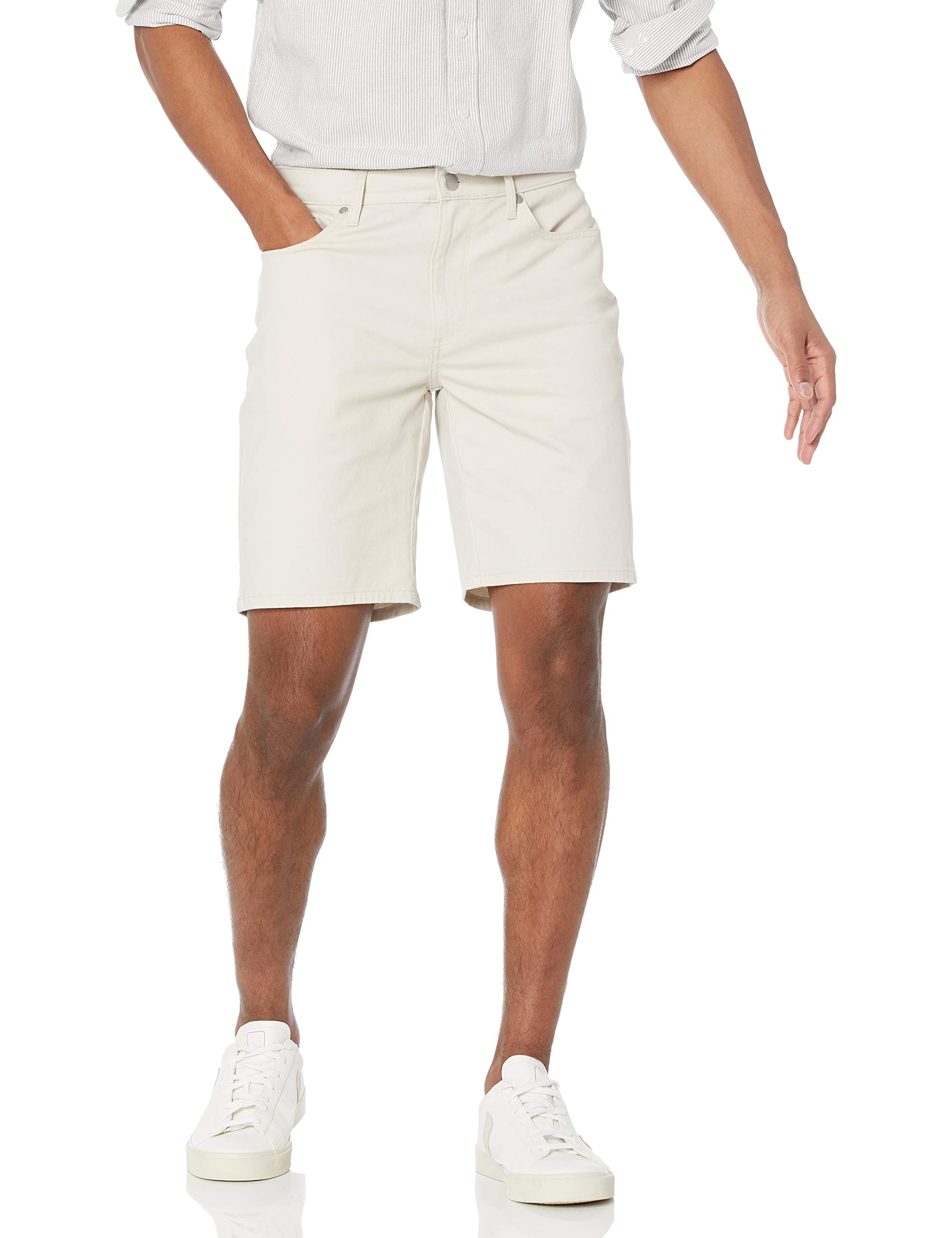 Photo 1 of Amazon Essentials Men's Slim-Fit 9" Inseam Stretch 5-Pocket Short, Stone, 40