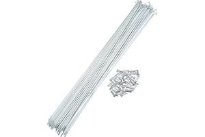 REPAIROCK 36pcs 14G J Bend Bicycle Galvanized Spokes 300mm 11.81" Cycle Spokes with Brass Nipples Steel Spokes for Mountain B