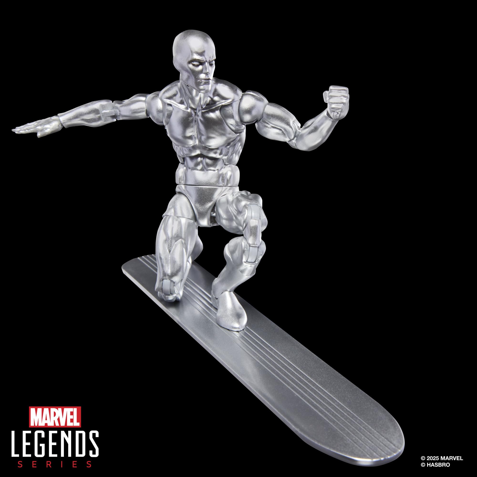 Marvel Legends Series Silver Surfer, Silver Surfer #1 (1968) and Fantastic Four Comics-Inspired Collectible 6-Inch Scale Action Figure with Character-Sized Comic Accessory