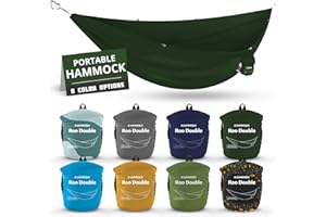 KAMMOK: Roo Double Hammock | Made from Strong & 100% Recycled Water Resistant Ripstop Fabric | Comfortable, Packable, Lightweight (Lifetime Adventure Grade Warranty), Pine Green