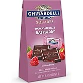 GHIRARDELLI Dark Chocolate Raspberry SQUARES, 5.32 oz Bag Premium Individually Wrapped Chocolate Candy Rich Dark Chocolate wi