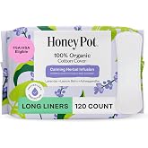 The Honey Pot Company - Calming - Long Panty Liners for Women | Organic Cotton Cover - Calming Herbs of Lavender, Ashwagandha, Lemon Balm - Feminine Care - 120ct