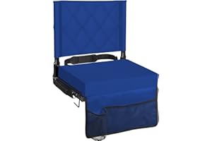 Sheenive Stadium Seats for Bleachers with Back Support, Bleacher Seats with Backs and Cushion Wide, Padded Portable Folding Comfort Stadium Chair with Shoulder Strap, Perfect for Sports Events, Blue