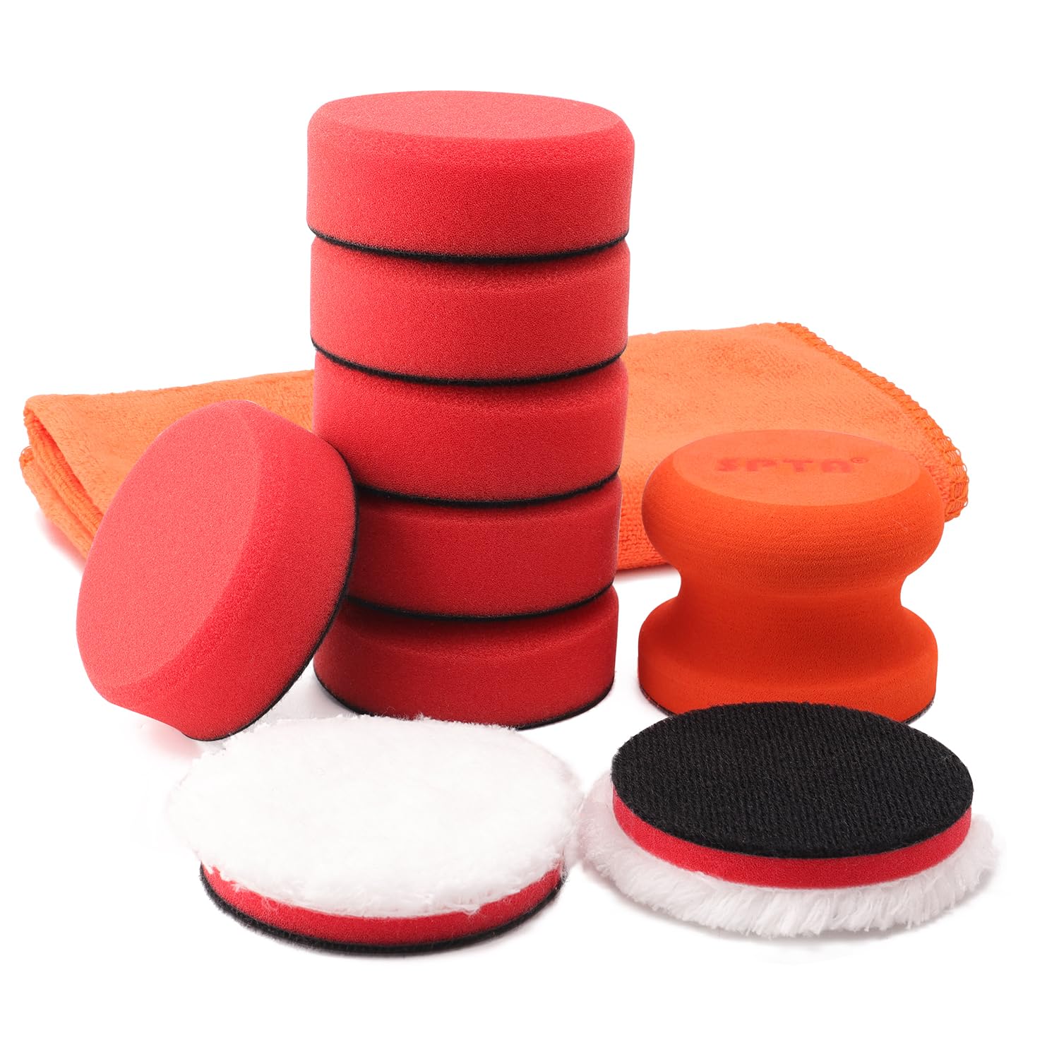 Photo 1 of 3 Inch Polishing Pad, SPTA 8Pcs Car Wax Applicator Pads with Handle and Towel, Hand Foam Pads & Microfiber Pad Kit, Detailing Buffing Pads for Car Polishing Waxing Buffing Glaze