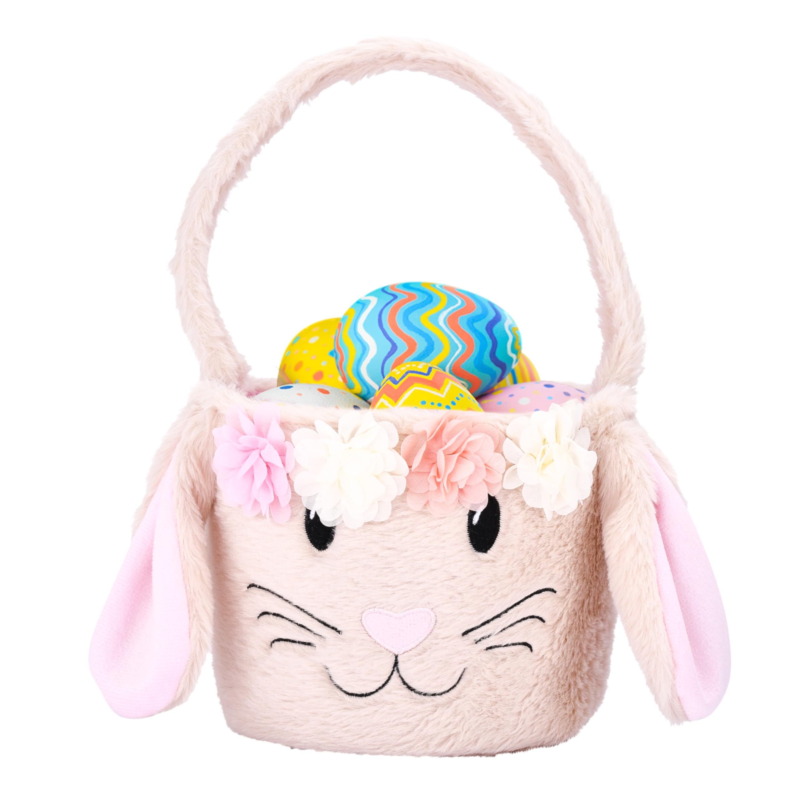 Photo 1 of Homarden Plush Easter Bunny Basket for Kids - Cute Fluffy Easter Basket - Carry Around Girl's Basket - Adorable Easter Decoration for Home - Unique Basket for Toys and Candies - 6.6x7.8x7.8 in (Pink)