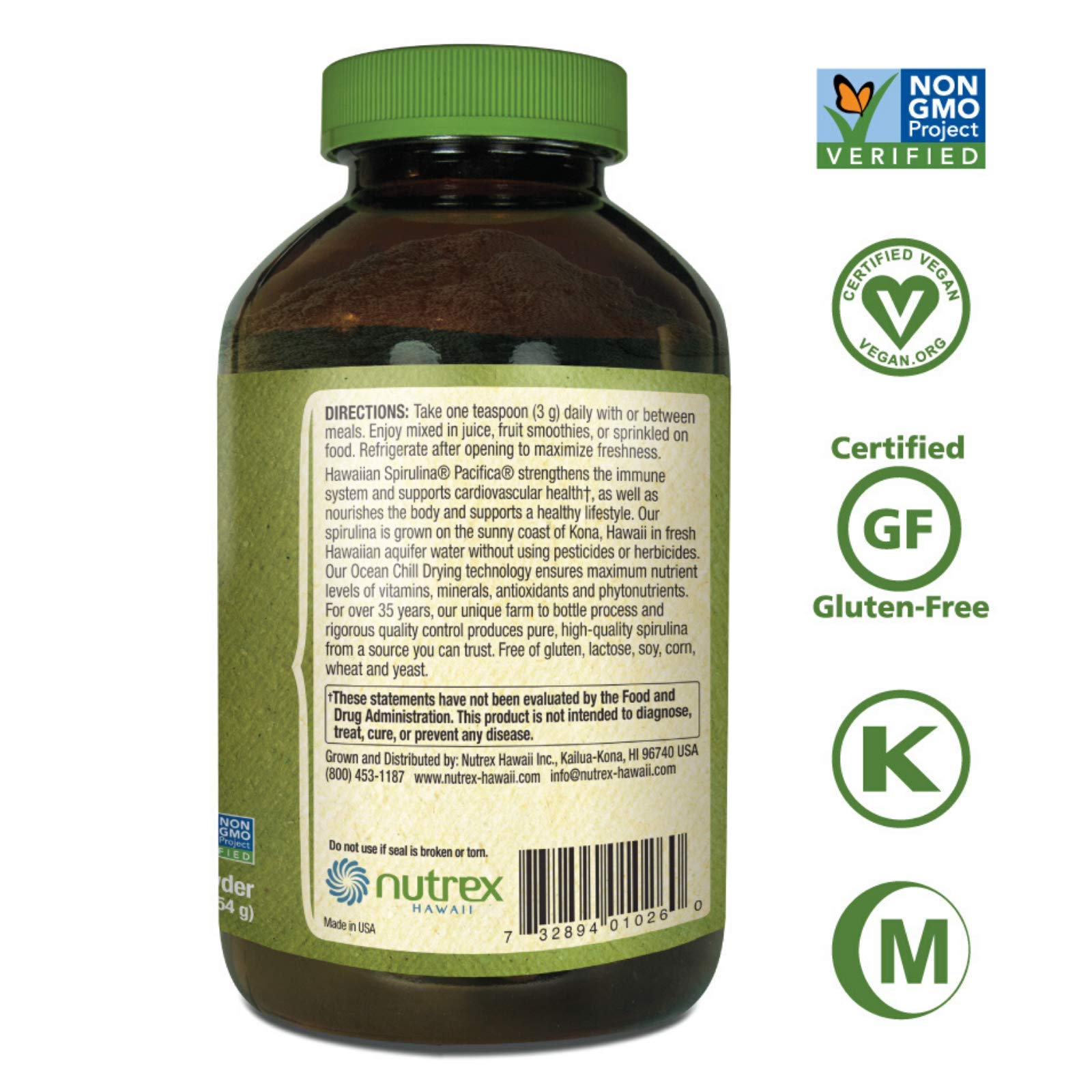 Pure Hawaiian Spirulina Powder 16 Ounce Natural Premium Spirulina