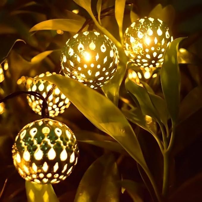 LightsGoal Easter Solar String Lights, Metal Layer Globe