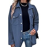 Astylish Womens Waffle Knit Long Shacket Jacket Oversized Casual Blouses Button Down Collared Dressy Shirts