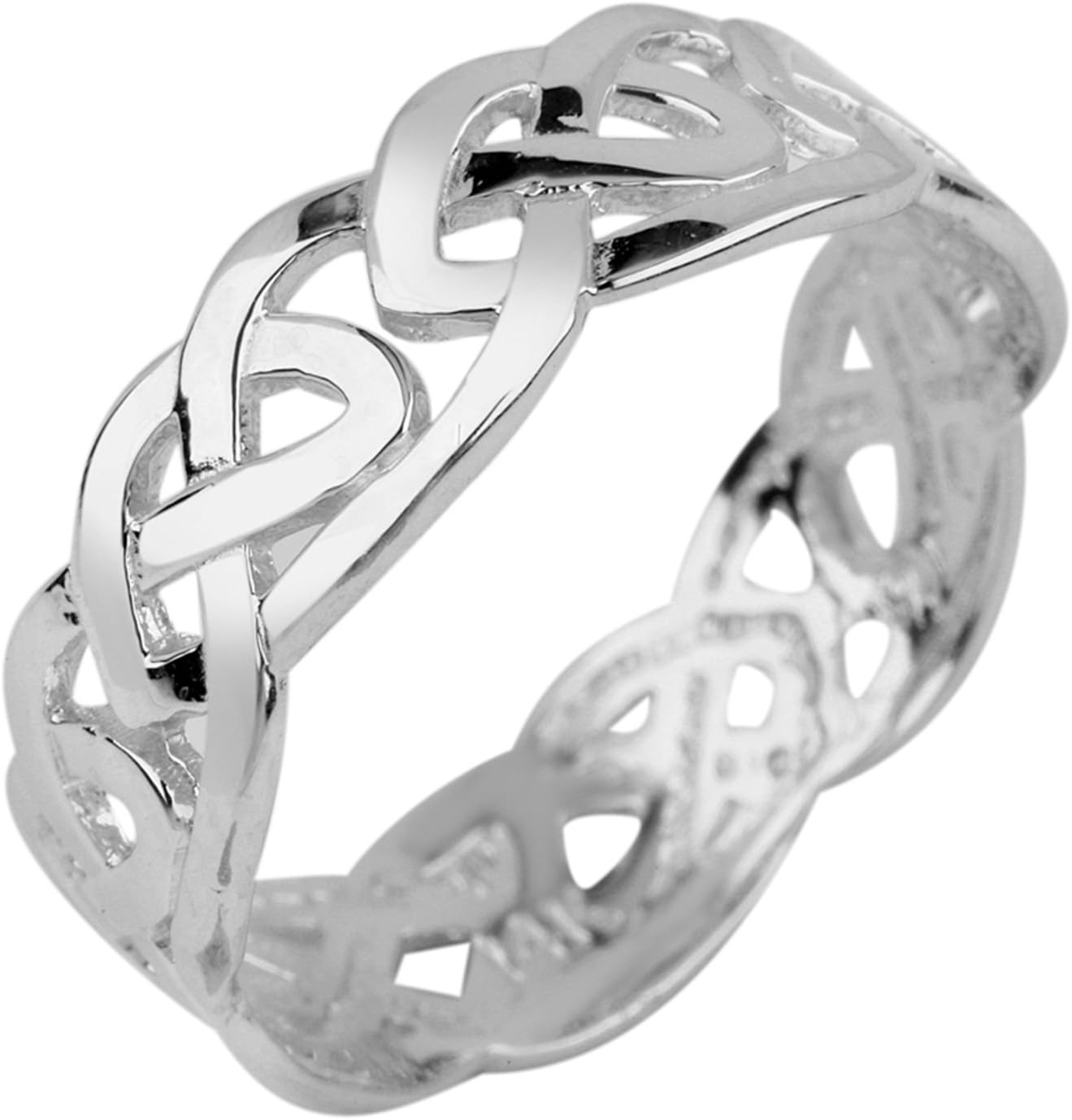 Claddagh GoldWomen's 14k White Gold Celtic Wedding Band Trinity Knot Eternity Ring