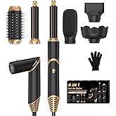 6 in 1 Hair Dryer Brush, Foldable Blow Dryer Brush with Air Styler Curler Wrap, Detachable Hot Air Brush Dry,Volumize, Straight,Curl, Negative Ion Brush Blow Dryer with Diffuser, Hair Styler Tools