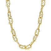 PHNIBIRD Chunky Gold Necklace 18k Real Gold Plated Chunky Chain Link Necklace for Women Long Statement Necklace for Women Adjustable Length 50+10CM