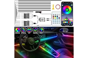 Jushope Interior Car LED Strip Lights, Acrylic LED Lights for Car with Dynamic Dreamcolor Chasing, 8 in 1 Car Ambient Lighting Kits, 235 inches 800 LEDs Music Sync Wireless APP and RF Remote Control