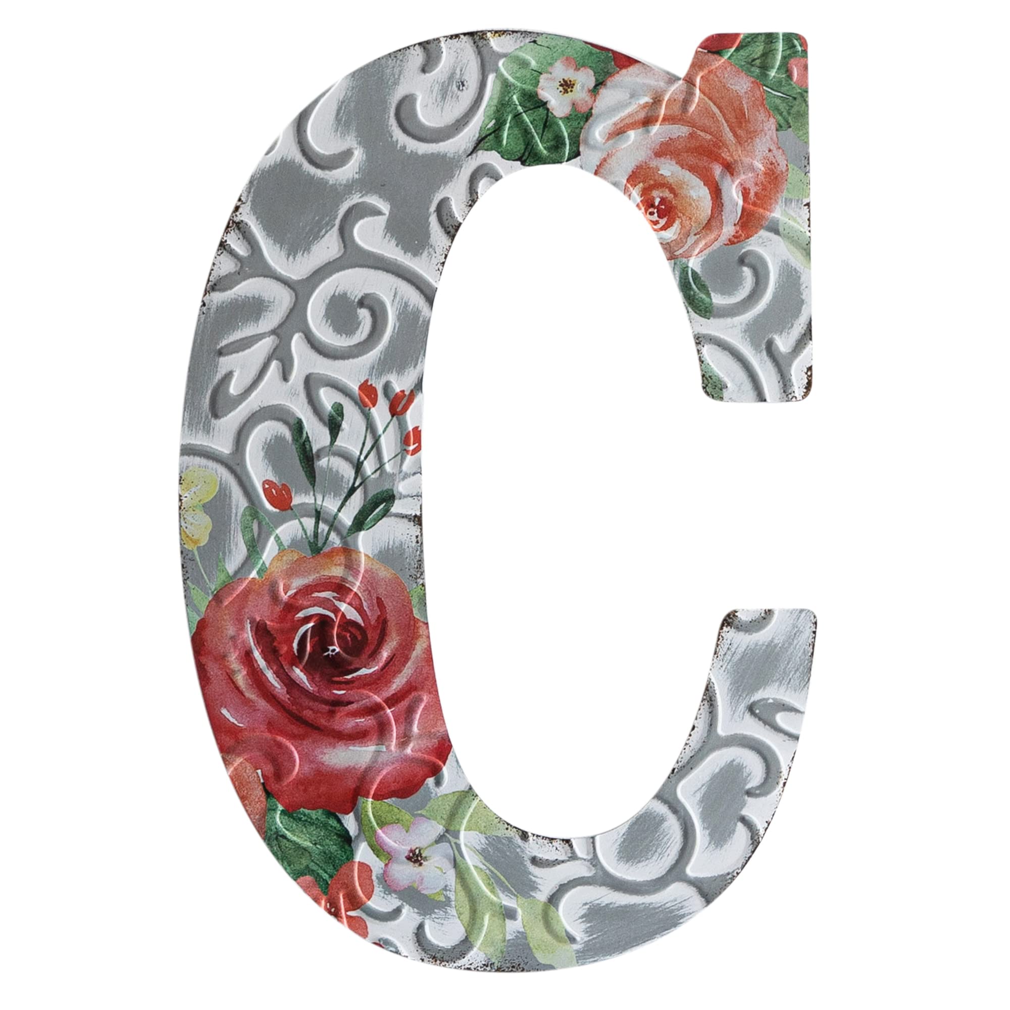 Photo 1 of 12" Letters for Wall Decor,COLLECTIVE HOME Embossed Metal Numbers with Rose, Rustic Hanging Signs for Wedding Birthday Housewarming Party. (C)