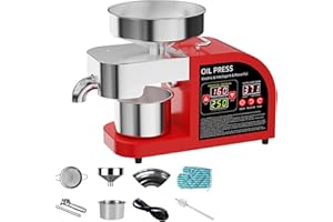 Oil Press Machine,Steel Stainless Electric Press Oil Expeller Hot & Cold Press Oil Machine for Home & Commercial,Peanut Sesam