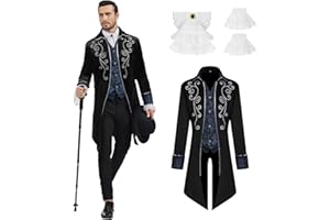 Men Medieval Steampunk Tailcoat Jacket Gothic Victorian Frock Coat Uniform Halloween Party Cosplay Gentleman Costumes