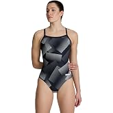 Arena Women's Performance Halftone Team Print Swimsuit Light Drop Back Pro Training Bathing Suit