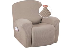 H.VERSAILTEX Super Stretch Recliner Cover Recliner Couch Covers Recliner Chair Cover Form Fitted Non Slip Reclining Slipcovers for Standard Large Recliner, Soft Thick (1 Pack, Sand)