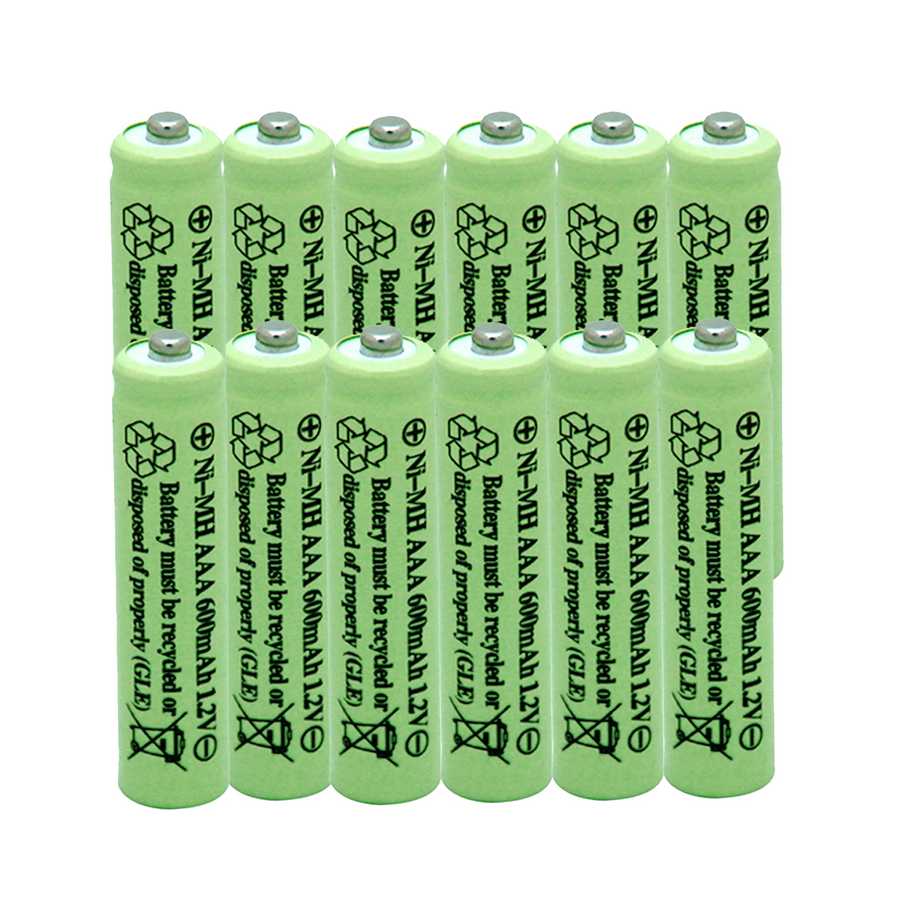 Solar Light Batteries AAA Triple A NIMH 600mAh 1.2V Rechargeable for Garden Lights Remotes Mice(12Pcs)