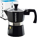 GROSCHE Milano Stovetop Espresso Maker Moka Pot 3 espresso Cup - 5 oz, Black - Cuban Coffee Maker Stove top coffee maker Moka