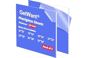 GetWant 2 Pack 24x36 Clear Cast Acrylic Plexiglass Sheets, 1/4 inch Thick 24x36 Acrylic Board - Ideal for Windows, Display Case, Shelves, Signage, Engraving, Crafts, Lighting, Fish Tank