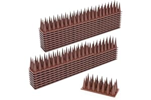 BORHOOD Bird Spikes for Outside, 20 Pack Bird Deterrent Spikes for Small Robin Pigeon Squirrel Raccoon Crow Cats Defender Spikes to Keep Birds Away and Keep Birds from Building Nest-Brown