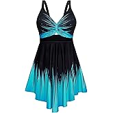 Arolina Plus Size Bathing Suit for Women Swim Dress Tummy Control Swimsuits Two Piece Flowy Tankini with Shorts