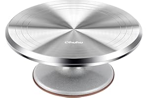 Cake Turntable, Ohuhu Premium Aluminium 12''Cake Stand with Anti-Slip Base - BPA-Free, Smooth Rotation for Cake Decorating, V