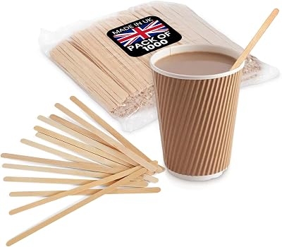 We Can Source It Ltd Wooden Coffee Stirring Sticks 5.5 Inch Natural Birch 1000