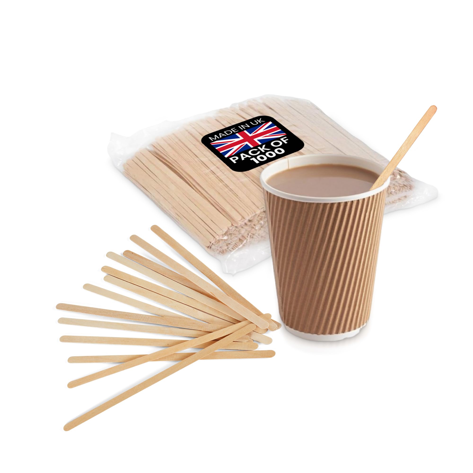 We Can Source It Ltd – Wooden Stirrer Sticks 7 Inch with Rounded Ends – Disposable Drink Stirrers for Tea, Cocktails – Smooth Finish & Single Use Design for Home, Events - Pack of 10 x 1000 Pieces