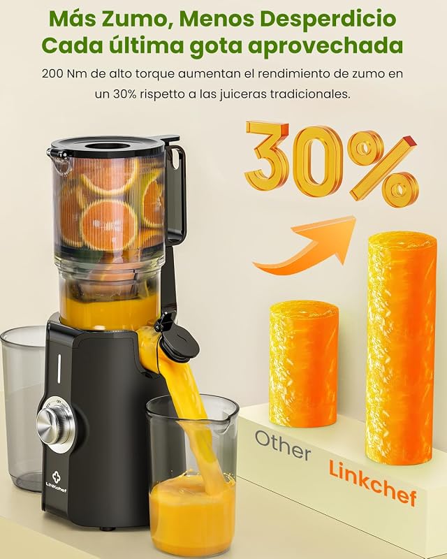 extractor de zumos y verduras en frío 200 W, boca 115 mm