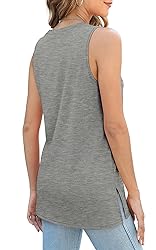 Womens Tank Tops Loose Fit High Neck Side Split