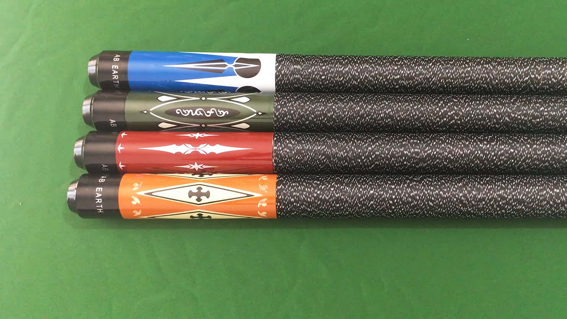 AB Earth Set of 4 Screwon Glueon Tip Pool Cues 58 Inches Billiard