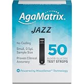AgaMatrix Jazz Blood Glucose Test Strips, 50 Count Test Strips for Diabetes | Use with AgaMatrix Jazz Wireless 2 Blood Glucose Monitor Only | 1 Box, 50 Diabetes Test Strips