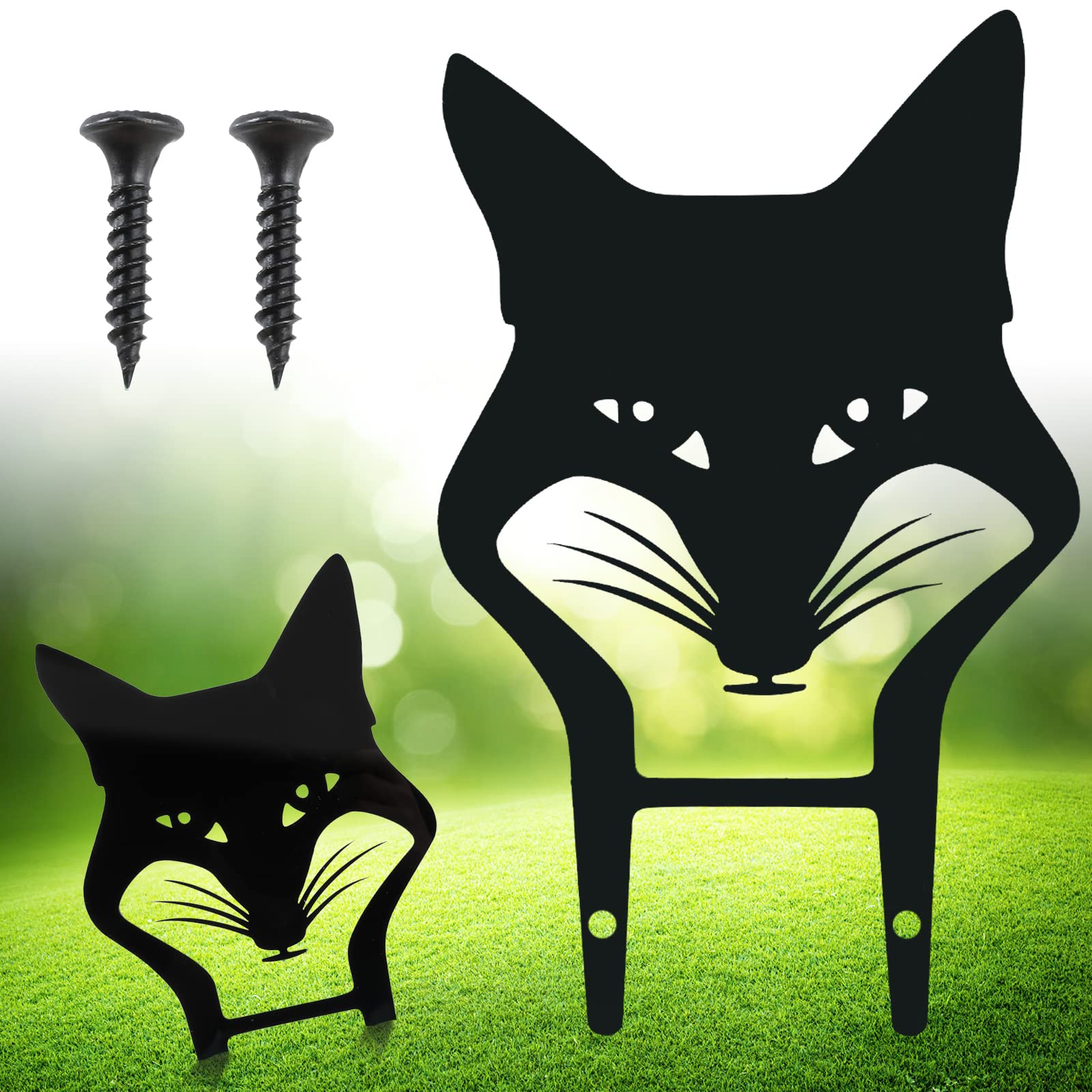 Pwsap Black Acrylic Fox Garden Statue Set for Outdoor Decor