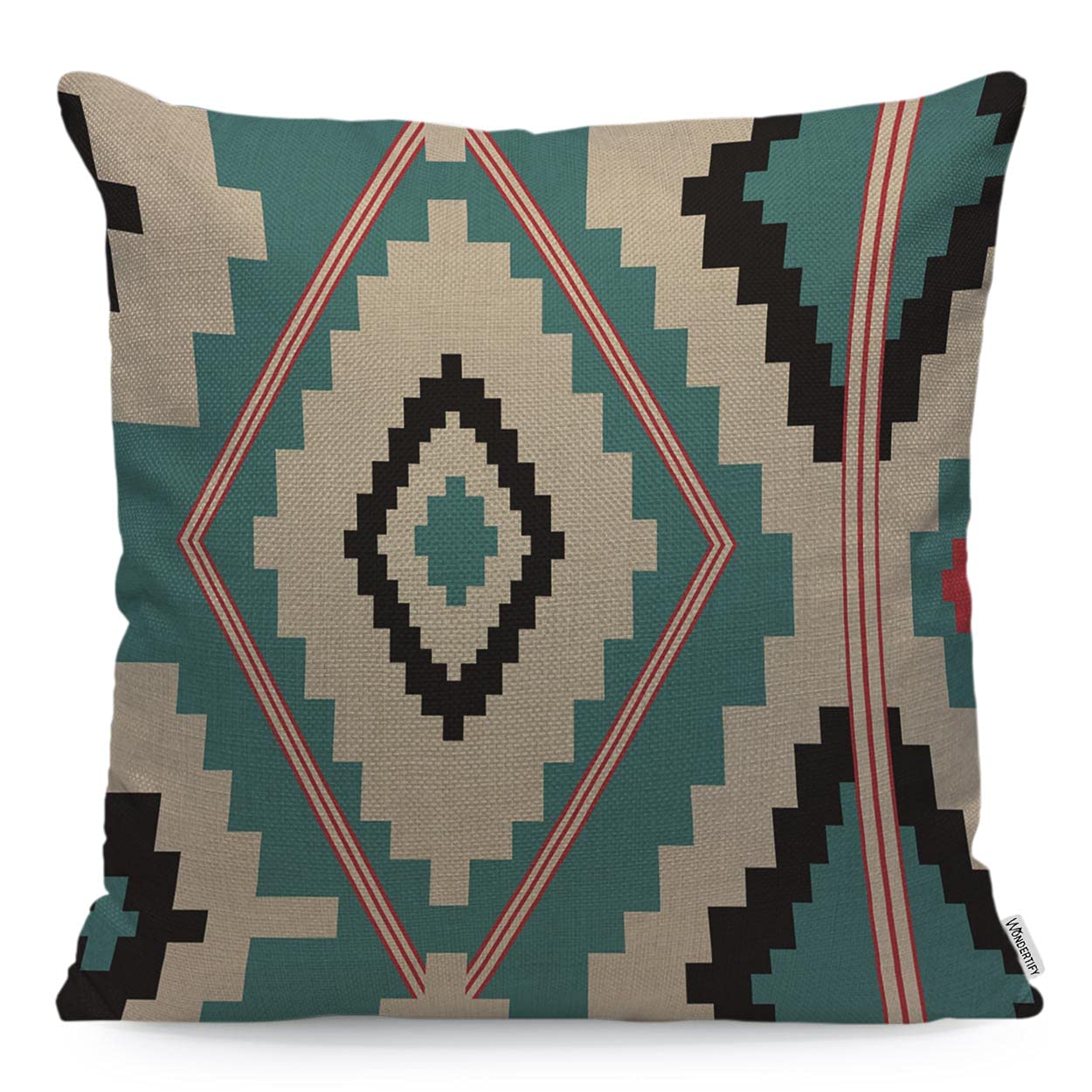 WONDERTIFY Aztec Tribal Cushion Cover Navajo Style Ethnic African American Pillowcases for Men Women, Pillow Cover Living Room Farmhouse Colorful 45X45 Cm
