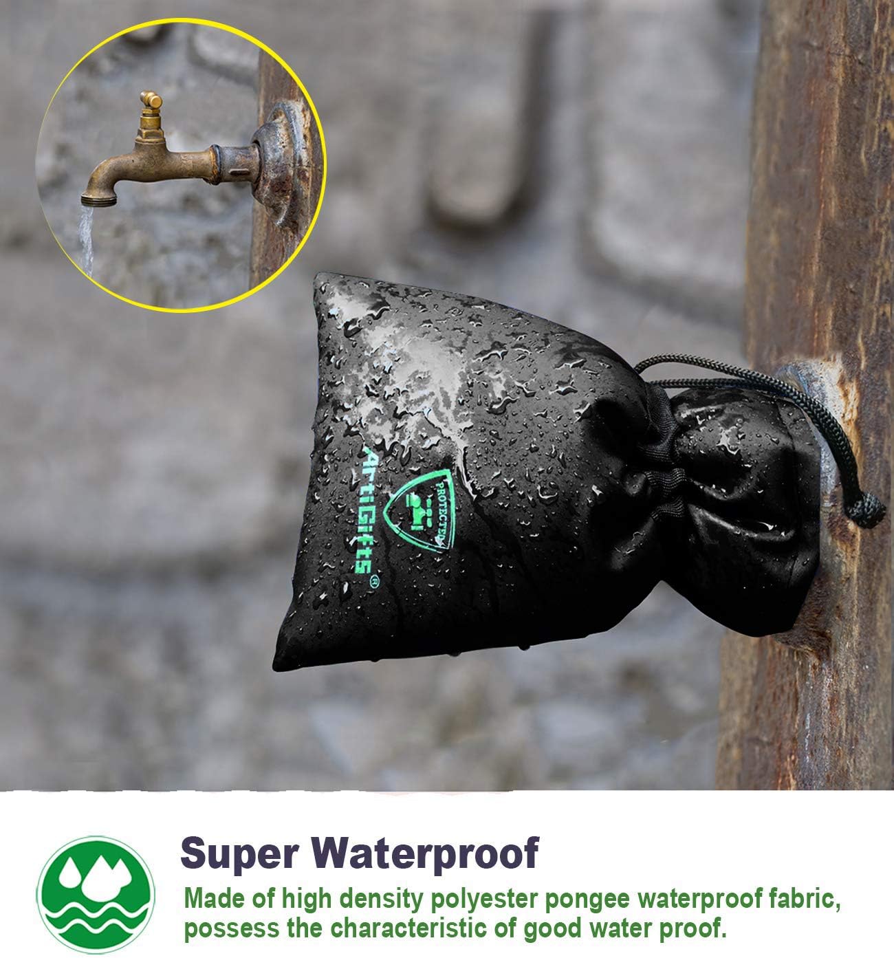 ArtiGifts Pro Outdoor Faucet Cover Socks for Winter Freeze Protection, 5.9" W x 7.7" H, Black, Set of 2 : Garden & Outdoor