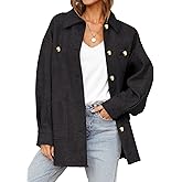 Dokotoo Women's Fall Oversized Long Sleeve Shacket Jackets 2024 Button Down Coats with Pockets