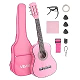 VEVOR Acoustic Guitar for Kids & Beginners, 30 Inch Classical Guitar with Nylon Strings & Full Starter Kit (Gig Bag, Tuner, Strap, Capo, Picks, Extra Strings) for Students, Boys & Girls, Pink